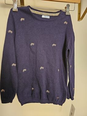 NWT Mayoral Navy Sweater with Embroidered Bike Motifs